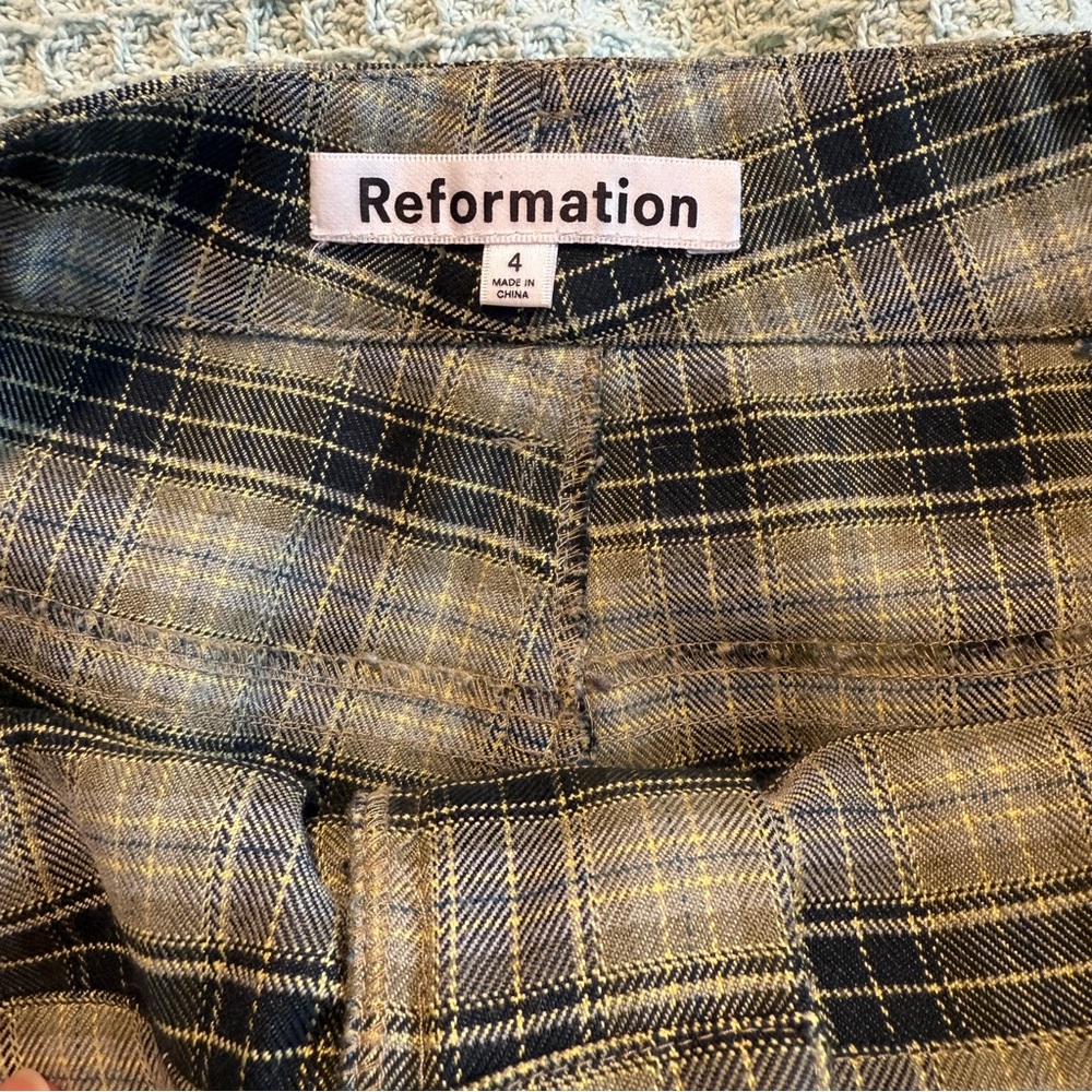 Reformation Franklin Pant size 4 Small Green Plaid Academia Preppy - Picture 8 of 10